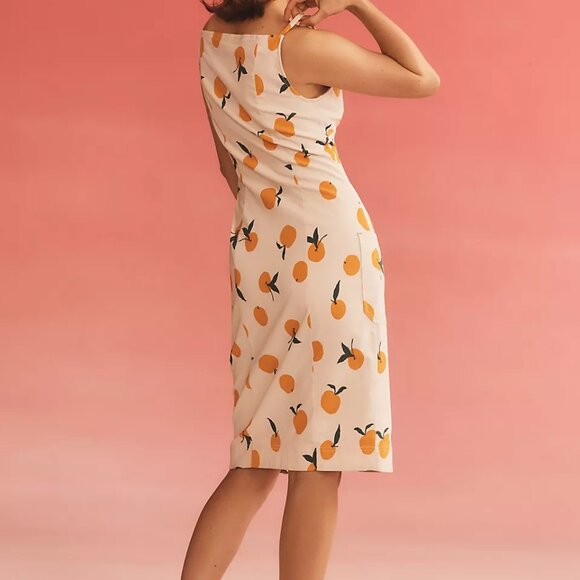 Maeve Colette Midi Dress Orange Citrus Print NWT Anthropologie Size S - Picture 7 of 7